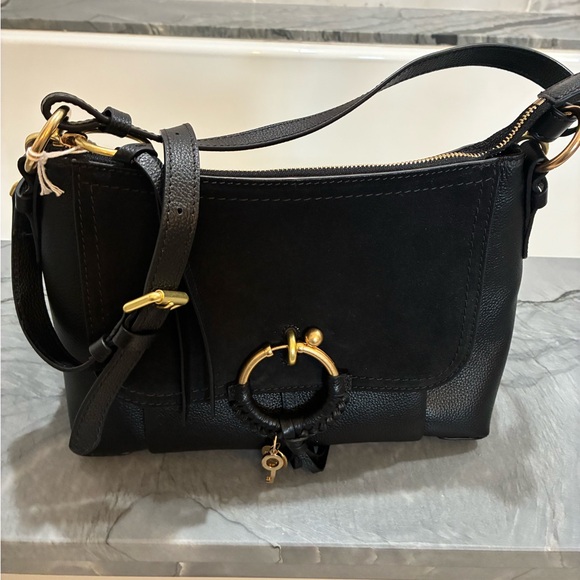 Chloe Joan Cross Body Black Leather/Suede Bag - Picture 7 of 16